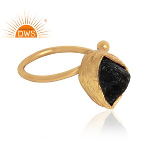 ชุดแหวนอัญมณีรมควันหยาบแหวนทองเหลืองชุบทอง18K เครื่องประดับคอลเลกชันวินเทจ - Product Image 2