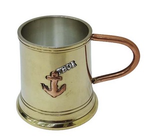 Taza de latón náutico con mango de cobre, tazón de oso de diseño hecho a mano para decoración del hogar y la Oficina - Product Image 5