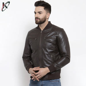 20245 Men's Fashion <b>Thin</b> Leather <b>Jacket</b> Winter Solid Color Stand Collar Eco-Friendly <b>Waterproof</b> Popular Simple Casual Style - Product Image 3