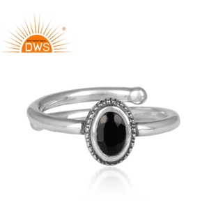 ธรรมชาติสีดำนิลแหวนพลอยชนเผ่าผู้ผลิตเครื่องประดับเงินใหม่ชาติพันธุ์ดู925เงินรอบปรับก้านแหวนเครื่องประดับ - Product Image 2