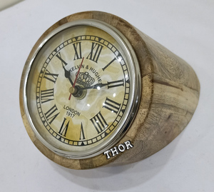 Kelvin & Hughes 1917 Wooden Table <b>Clock</b> Round Design for Living Room & Bedroom <b>Wall</b> <b>Clock</b> for <b>Wall</b> Space Gift Item - Product Image 5