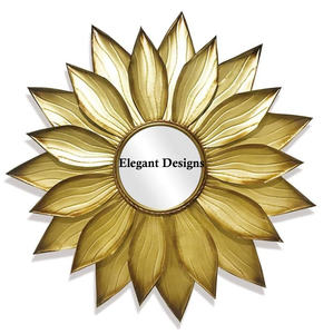 Espejo de pared de Metal hecho a mano de diseñador elegante, espejo decorativo elegante con forma de flor de la mejor calidad para el hogar, espejo de pared al por mayor - Product Image 1