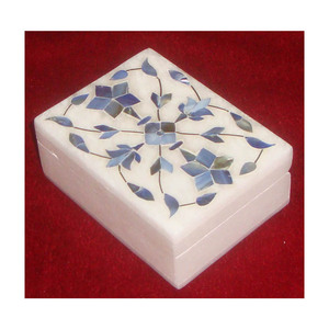 New Design Handcrafted <b>Blue</b> Mother Of Pearl Polished Pure White Marble Rectangle Shape Jewelry <b>Storage</b> <b>Boxes</b> - Product Image 1