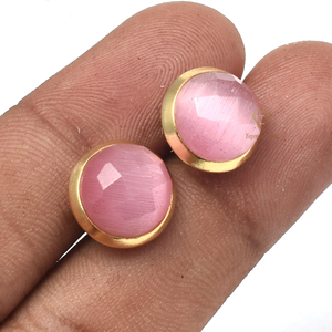 Pendiente de GEMA de cuarzo Monalisa rosa de grado Natural, Plata de Ley 925, chapado en oro de 18 quilates, compromiso hecho a mano, fiesta de boda - Product Image 4