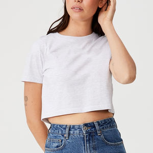 Crop Top T Shirts Sexy Basic Short TShirts White Women Shirts 2021 Short Sleeve Crop Tops with Custom Logo - Product Image 5