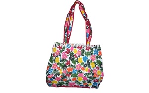 Bolso de mano de lona de algodón ecológico para la playa, bolso de mano con cremallera para niñas reutilizable con cuerda roja floral, logotipo personalizado impreso con dos correas al por mayor - Product Image 5