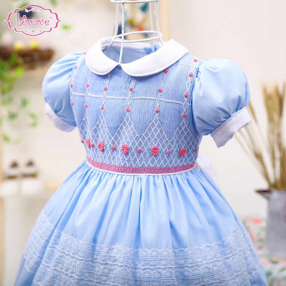 Đáng Yêu Bé Gái Smocked Dress OEM ODM Smocked Dress Thêu Cô Gái Dress-LD425