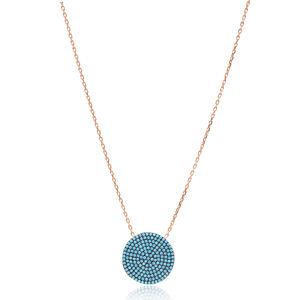 Pendentif en argent de forme ronde Nano Turquoise, vente en gros, fait à la main, bijoux élégants et à la mode - Product Image 1