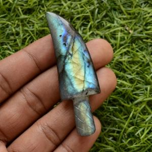 Grandsharp — couteau de chef, cabochon en labradorite, gemmes, couteau de chasse, pierres précieuses, damas - Product Image 5