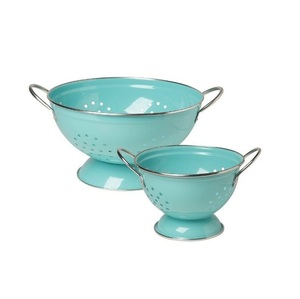 Stylish Floral Printed Enamel <b>Colander</b> <b>Metal</b> Fruit Basket Kitchen Accessories Modern <b>Colander</b> Home and Kitchen - Product Image 2