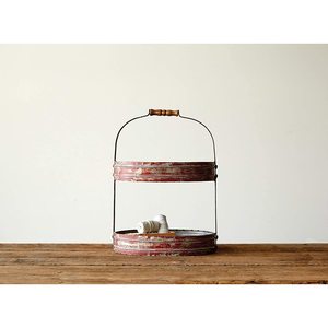 Galvanized Silver Beaded Mini Cupcake <b>Stand</b> <b>Set</b> with Wooden Hanging Design Perfect for Wedding Decorating Special Celebrations - Product Image 3