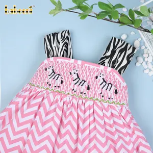 Gaun Gadis Cantik Berasap Tangan Zebra-BB422