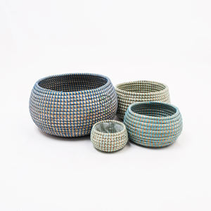 Cesta de almacenamiento de algas marinas naturales ecológicas Cesta de maceta de inspiración africana hecha a mano en Vietnam - Product Image 6