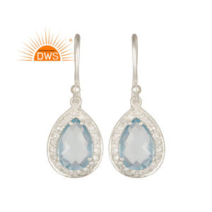 925ดีเงินสเตอร์ลิงธรรมชาติสีฟ้าบุษราคัมและสีขาวพลอยบุษราคัมห้อยเครื่องประดับสำหรับผู้หญิงของขวัญสำหรับผู้หญิง - Product Image 1