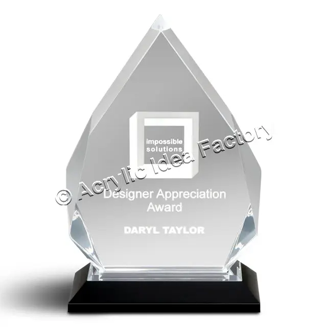 Acryl Idee DMI-CN Diamant Impress Award Met Blauw, Goud Of Zilver Reflecterende Bodem Kwaliteit Awards-Gegraveerd, gedrukt Of Blanco