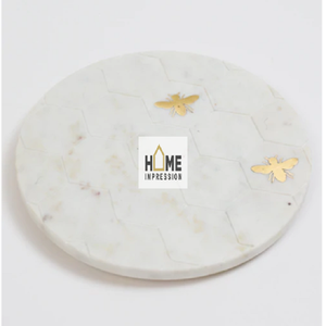 Plateaux en marbre de luxe à bordure dorée, 4 pièces, décorations fantaisie de styliste - Product Image 5