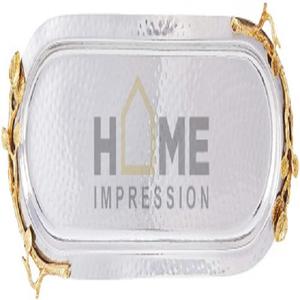 Nouveau plateau de concepteur de Base de marbre en métal rond Unique avec des jambes perlées d'or plateau de service de thé et de café pour l'organisateur de cuisine à la maison - Product Image 6