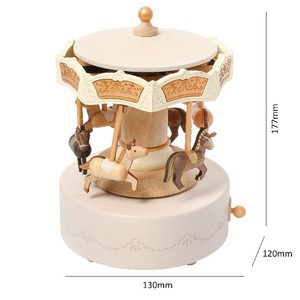 Bán buôn cứng Maple Merry-GO-Round tay cranked đa-xoay hộp âm nhạc với Kinder symphonie <span class=keywords><strong>Carousel</strong></span> - Product Image 4