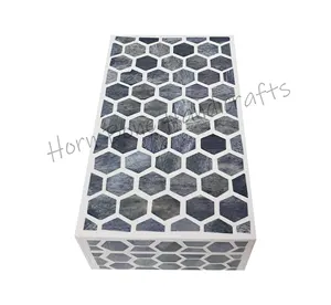 Kotak Desain Tulang Tatahan Sarang Lebah, Dekorasi Rumah Premium, Kotak Penyimpanan Tatahan Tulang untuk Ruang Tamu Kotak Perhiasan Tatahan Tulang Abu-abu