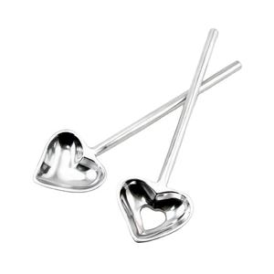 Ensemble de service de bar à salade en acier inoxydable chauffe-buffet couverts en forme de coeur service de salade ensemble de couverts à long manche rond - Product Image 1