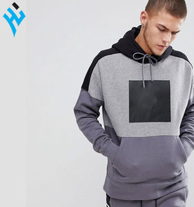 Vente en gros de vêtements de rue décontractés et à la mode de haute qualité personnalisés, hip hop unisexes, surdimensionnés, logo personnalisé pour les hommes, sweats à capuche de travail à panneau - Product Image 5