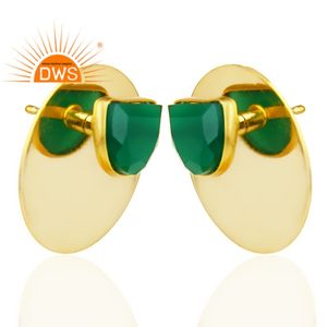 Pendientes de Ónice Verde con Diseño Redondo, Chapados en Oro de 14k, Joyería al por Mayor, Pendientes de Plata 925 Hechos a Mano, Colección Clásica - Product Image 2