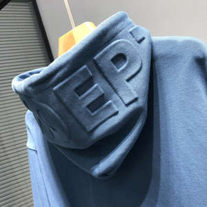 Le nouveau sweat à capuche en coton surdimensionné personnalisé, unisexe, essentiel, uni, sweat à capuche en relief 3D - Product Image 1