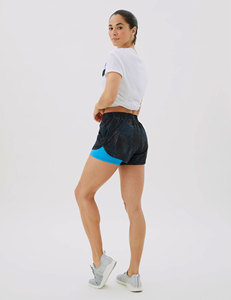 Pantalones cortos de correr tejidos en capas con estampado personalizado de cintura alta para mujer Nuevo estilo de fitness transpirable-Precio al por mayor - Product Image 5