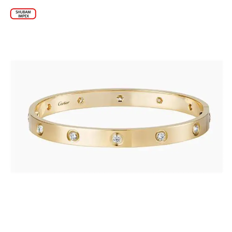 Привлекательный дизайн, круглые браслеты из золотого материала с бриллиантами для универсальных покупателей