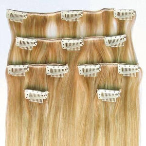 Naturel Blonde Cheveux Clip Sur Les Extensions Vierge Temple Cheveux Clip Dans Les Cheveux Non Transformés 613 Couleur Blonde Pas Cher Prix Des Échantillons Gratuits - Product Image 1
