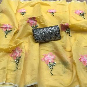 Bollywood Designer Saree Designer Miroir Travail Fleur Conception Tissu De Soie Doux Impression Numérique Marron Couleur Sari avec Blouse Inde Apparelgarment - Product Image 4