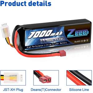 Zeee 3S Lipo Akku 11,1V 7000mAh 100C Softcase Deans-Anschluss Mit Metallplatten für RC Auto LKW Panzer Rennmodelle - Product Image 3