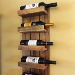 Porte-bouteille de vin mural en bois, support pour boissons alcoolisées - Product Image 1