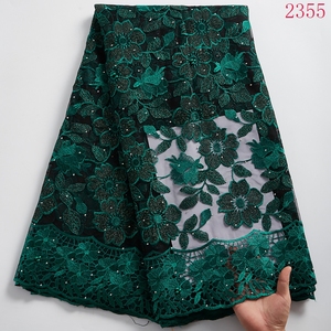 Vải Ren Màu Xám Châu Phi Vải Ren Cô Dâu Pháp Với Đá Thêu Vải Ren Tuyn Lưới Cho Trang Phục 2355 - Product Image 5