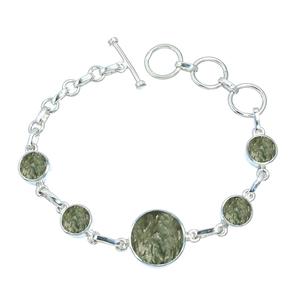 กำไลข้อมือเงินแท้ 925 ประดับด้วยพลอยเซราฟินิตธรรมชาติ รูปทรงกลมเรียบ ทำด้วยมือ ความยาว 7-8 นิ้ว เหมาะสำหรับเป็นของขวัญ งานปาร์ตี้ ขายส่ง - Product Image 3