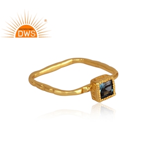Anillo apilable de piedras preciosas de Topacio Azul Londres Natural de Plata de Ley 925 para fabricante de joyas de mujer - Product Image 3