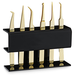ที่คีบขนตาสีทองแบบมืออาชีพขาตั้งสีดำอะคริลิกถือที่หนีบขนตา6อัน - Product Image 1
