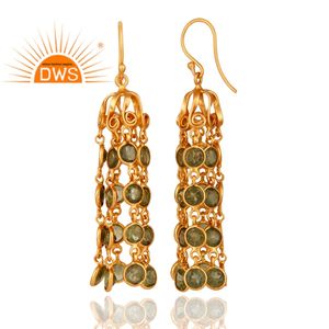 Multi <b>Peridot</b> Gemstone <b>Earrings</b> Suppliers Designer 18k Gold Plated 925 Silver Women Chandelier <b>Earrings</b> Jewelry - Product Image 2