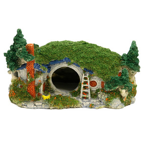 Decoración de acuario <span class=keywords><strong>Casa</strong></span> Hobbit pequeña <span class=keywords><strong>cueva</strong></span> con burbujeador para Betta ocultar agujero de reptil <span class=keywords><strong>casa</strong></span> refugio pecera ornamen - Product Image 1