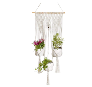 Home Decor Planter Basket 100% Cotton Wall Hanging Macrame Plant Hangers - Product Image 1