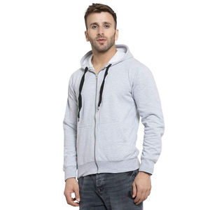 Ventes en gros de sweats à capuche d'hiver de haute qualité en molleton 100% coton avec fermeture éclair intégrale, logo personnalisé brodé, noir, service OEM - Product Image 1