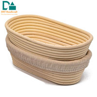 Panier à pain ovale en rotin écologique et durable, ensemble complet, tailles personnalisables gratuites pour boulangerie au levain