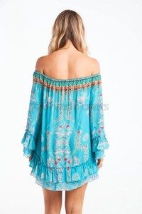 Blusa informal con hombros descubiertos para mujer, corta Camisa de manga larga con volantes para trabajo - Product Image 2