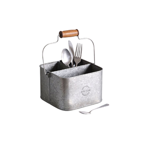 Porta Cubiertos Galvanizado con Mango de Madera, la Mejor Calidad, Color Gris, Porta Cubiertos para Cucharas, Tenedores y Cuchillos al por Mayor - Product Image 4