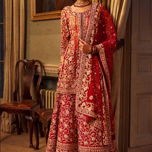 LEHENGA-bordado pesado indio/paquistaní para novia, vestido DUPATTA elegante adornado, ZARDOZI, trabajo para boda, 2021 - Product Image 1