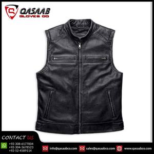 Venta al por mayor de piel de oveja de cuero genuino chaquetas de moto chalecos transpirables para hombres motociclistas-Chalecos Clubbed - Product Image 6