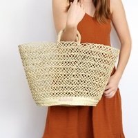 Tas Selempang Wanita Motif Kartun Bahan Polyester Anyaman Lipat Gaya Prancis Vintage Pantai Tali Bahu Musim Semi Musim Panas Pilihan Terbaik
