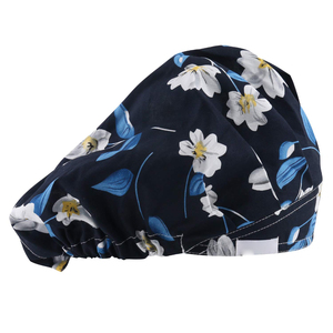 Floral Print Nurse <b>Scrub</b> <b>Cap</b> Unisex Adjustable Hospital Uniform Accessory Spandex/Polyester Woven Breathable Needle Detection - Product Image 1