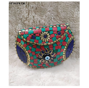 Femmes indiennes Designer Style bohème pochette en métal sacs de messager sacs faits à la main soirée Shopping cadre en métal sacs de fête en gros - Product Image 6