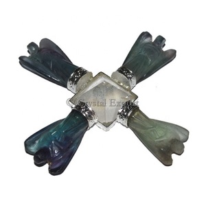 Feng Shui Style Multi-Fluorita Angel Energy Generator Piedra preciosa de ágata tallada con estilo de amor grabado - Product Image 1